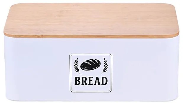 Chlebník s bambusovým viečkom RD51569, biela