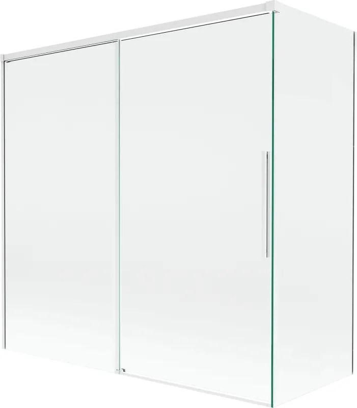 Mexen Rox, 2-krídlová posuvná vaňová zástena 160 + 75 x 150 cm, 8mm číre sklo, biely profil, 8C9-160-075-20-00