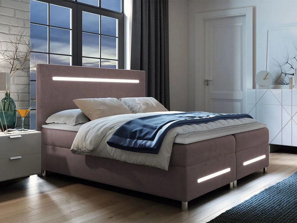 Kontinentálna posteľ Trunida LED, Rozmer postele: 140x200, Dostupné poťahy: Fresh 09