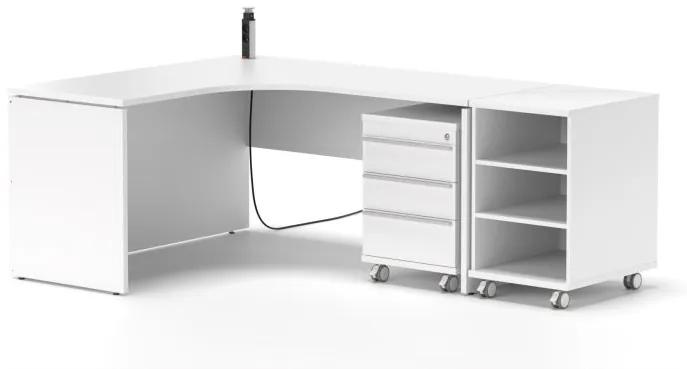 Drevona, PC stôl, REA PLAY RP-SRD-1600, ĽAVÝ, biela