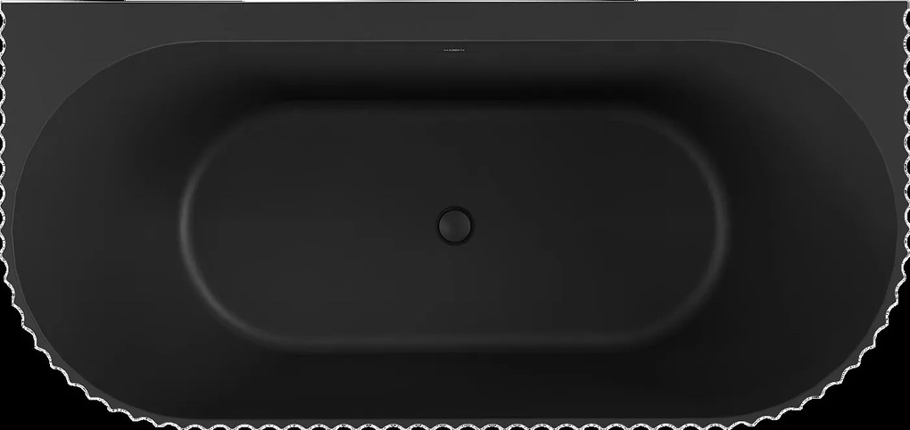 Mexen Sella, voľne stojaca vaňa ku stene, drážkovaná, 170 x 80 cm, čierna matná, 52711708071-SS