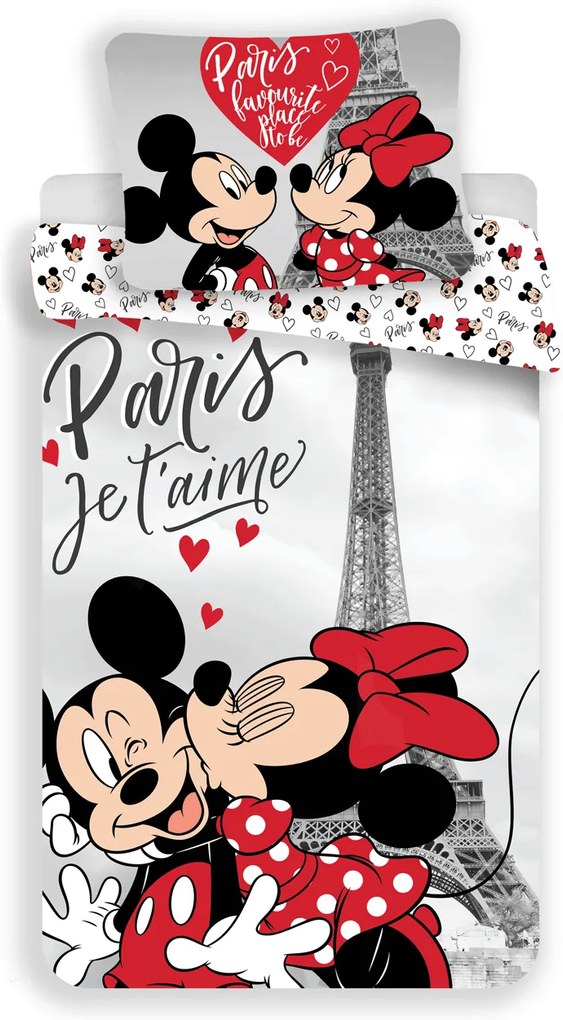 Obliečka Mickey a Minnie Paris Eiffel tower 140x200/70x90 cm