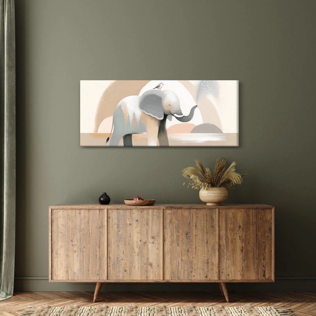 Obraz - Slon v pastelových farbách (120x50 cm)