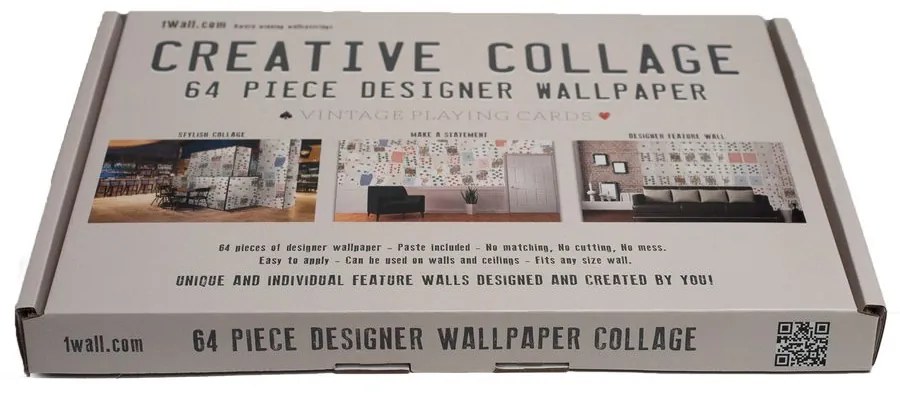 1Wall Kreatívna koláž na stenu 64 dielov 37,5 x 27,5cm Hracie karty