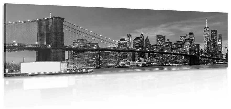 Obraz očarujúci most v Brooklyne v čiernobielom prevedení Varianta: 120x40