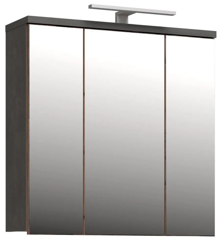 Závesná kúpeľňová skrinka so zrkadlom VENOM antracit/hnedá