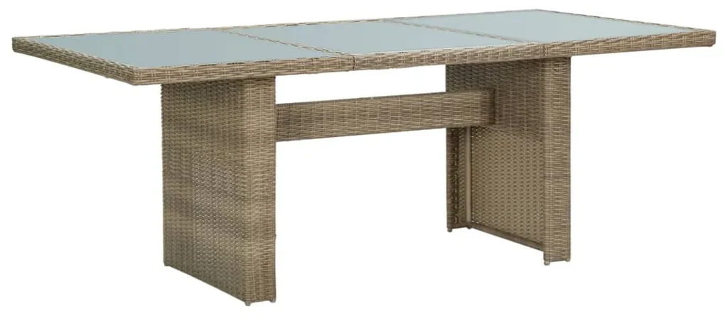 vidaXL Záhradný jedálenský stôl hnedý 200x100x74 cm sklo a polyratan