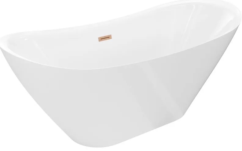 Mexen Lotos, voľne stojaca vaňa 150 x 75 cm, biela, medený matný prepad, 52051507700-65
