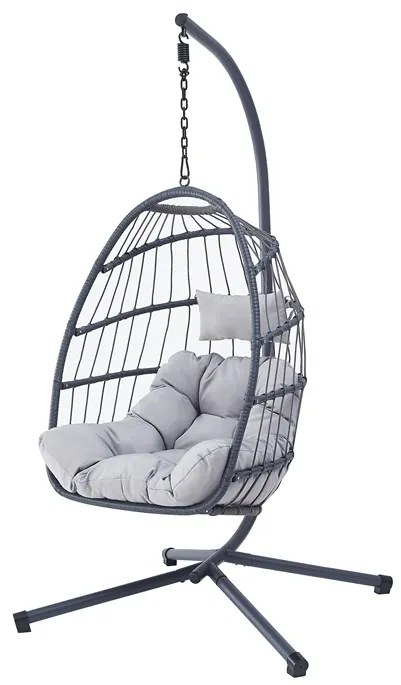 Autronic BONTEC Závesné kreslo, kov, polyratan, sivá, AZ-V1269 GREY Farba: Šedá