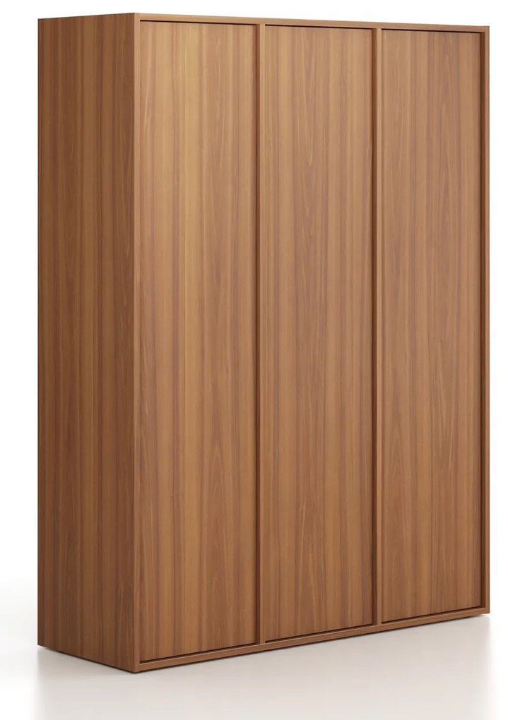 Šatníková skriňa FRAME, 3 oddiely, 1299 x 450 x 1735 mm, PUSH-lock, orech