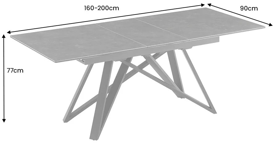 Rozťahovací keramický stôl Callen 160-200cm grafit