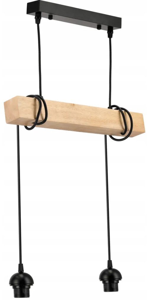 BERGE Závesné stropné svietidlo LED drevený trám 2xE27 štvorcový luster Rollable