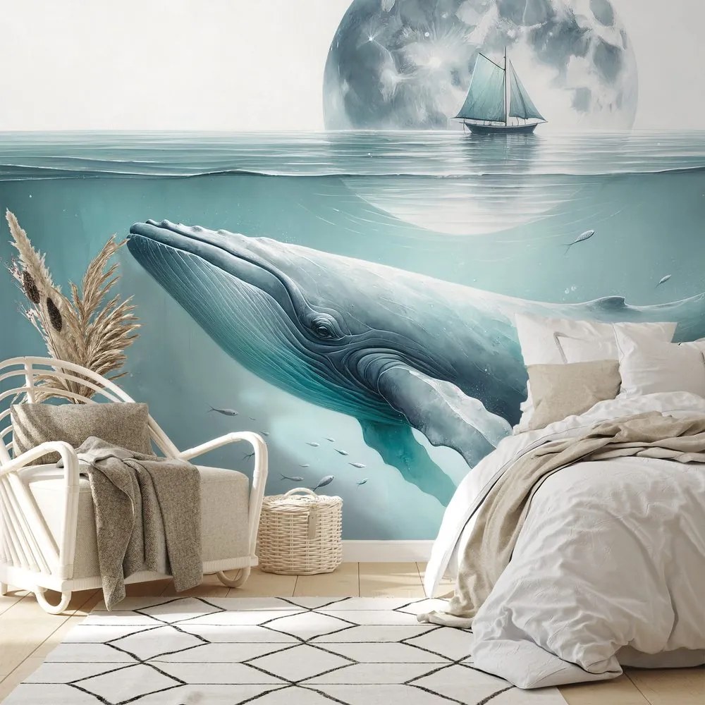 Tapeta veľryba pod mesačným svitom