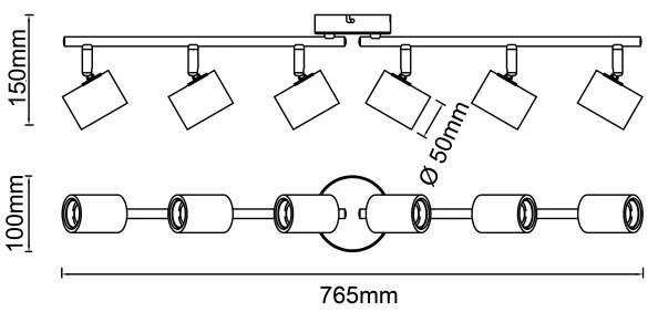 Brilliant - Bodové svietidlo KERRY 6xE27/40W/230V čierna/bambus