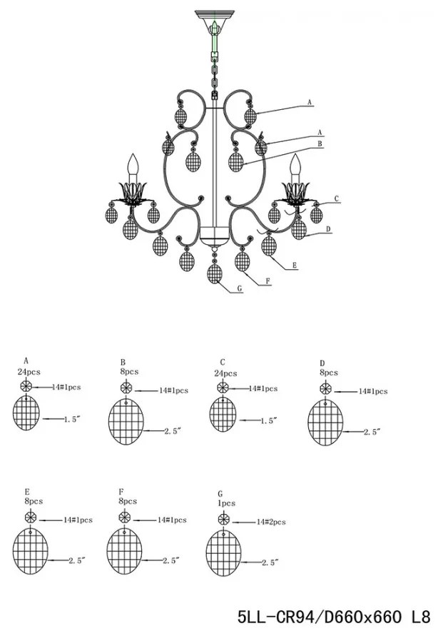 Biely krištáľ luster do obývačky 70*70