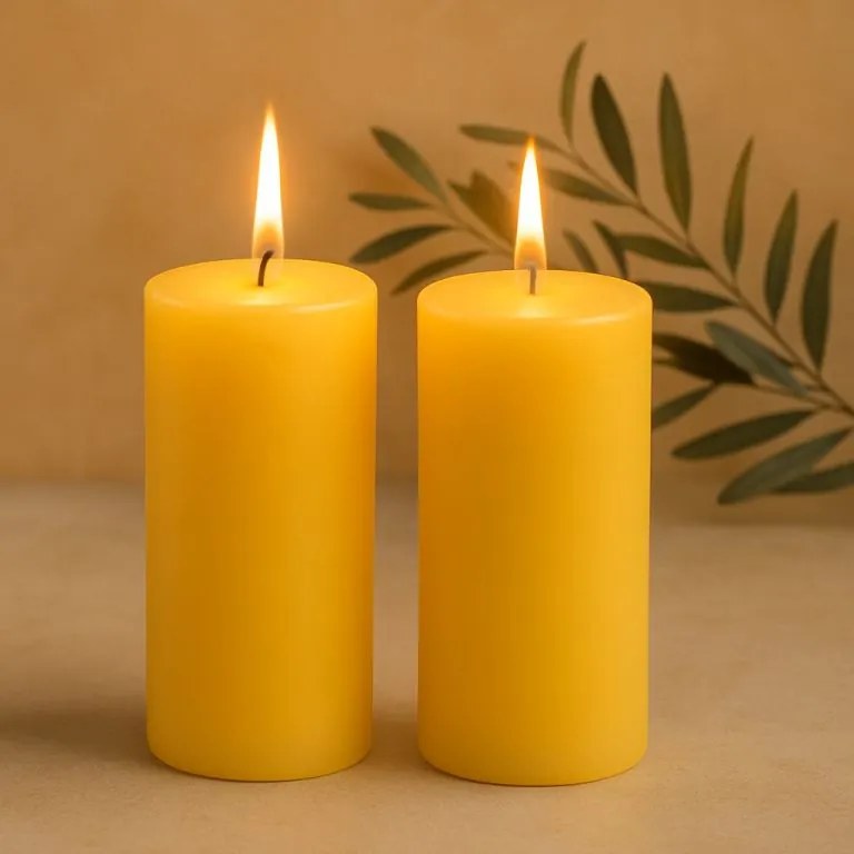 Sada stĺpových sviečok, 25 cm, Ø 10 cm, žltá, 2 ks