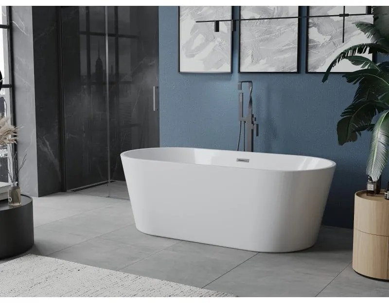 Mexen Luna, voľne stojaca vaňa 170 x 80 cm, biela, brúsený grafit prepad, 52031708000-95