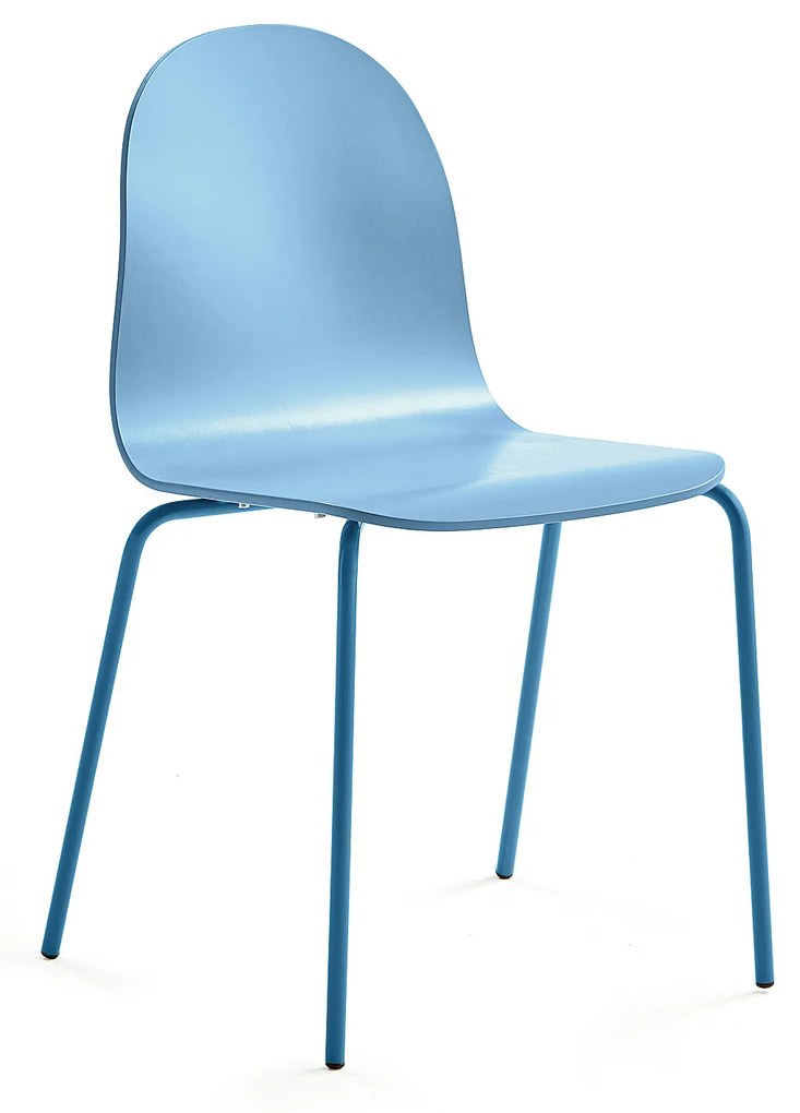Stolička GANDER, 4 nohy, lakovaná, modrá