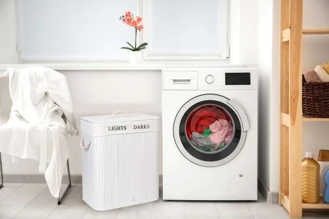 Kôš na bielizeň 2 priehradkový 100 l bambusový biely