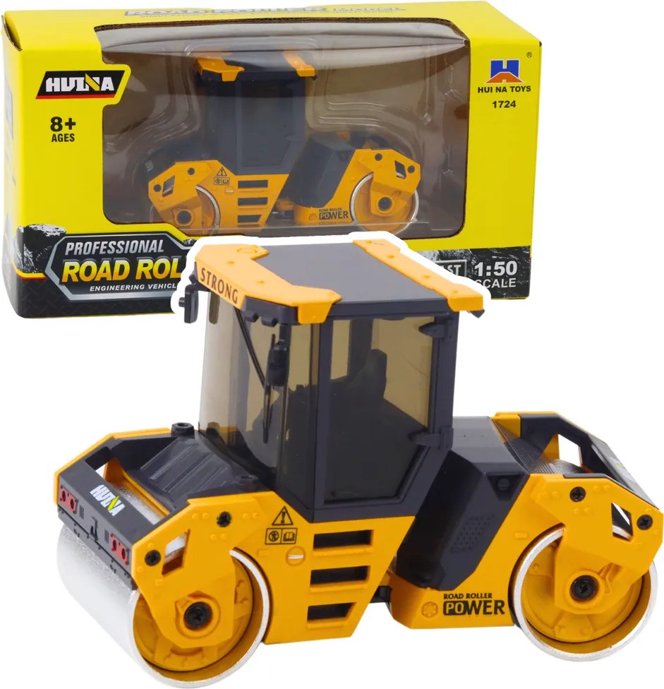 Cestný valec Kovové stavebné vozidlo Huina Yellow 1:50