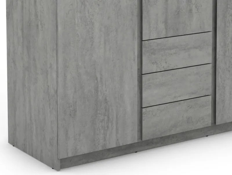 Šatníková skriňa Carlos, šedý beton, 152 cm