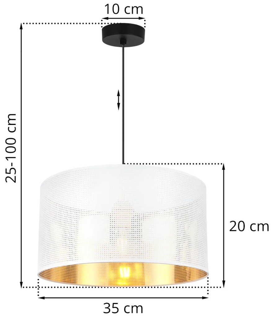 Závesné svietidlo Asti0, 1x biele PVC tienidlo, (fi 35cm), g, b