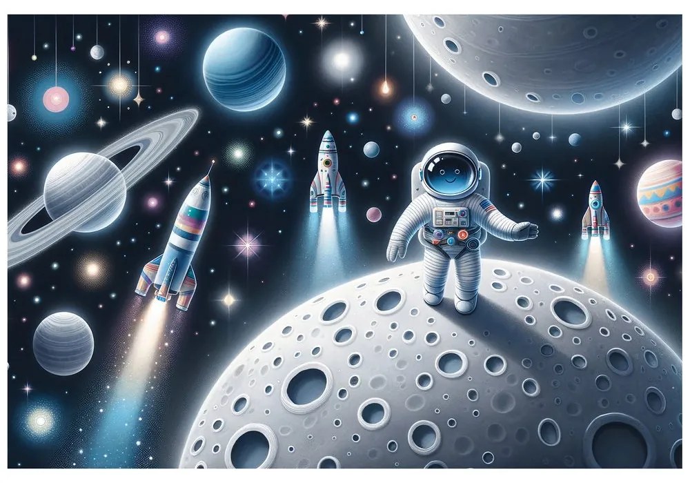 Tapeta detský vesmír s astronautmi