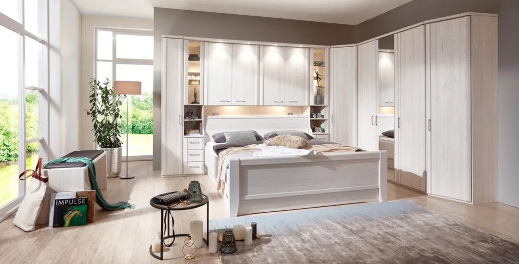 Rohová šatníkova skriňa Luxor 93/93 cm, polárny smrekovec