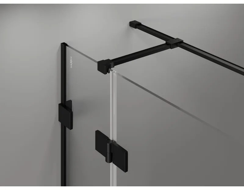 Mexen Lunar T výklopný sprchový kút pravý 135 x 110 cm, číre sklo, čierna matná, 834T-135-110-70-00-P
