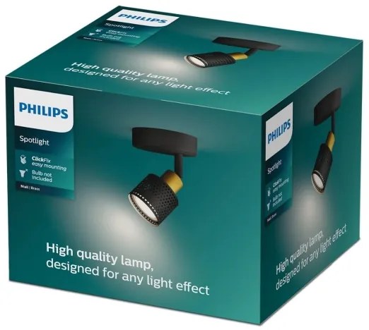 Philips - Bodové svietidlo NIALL 1xGU10/5W/230V čierna/mosadz