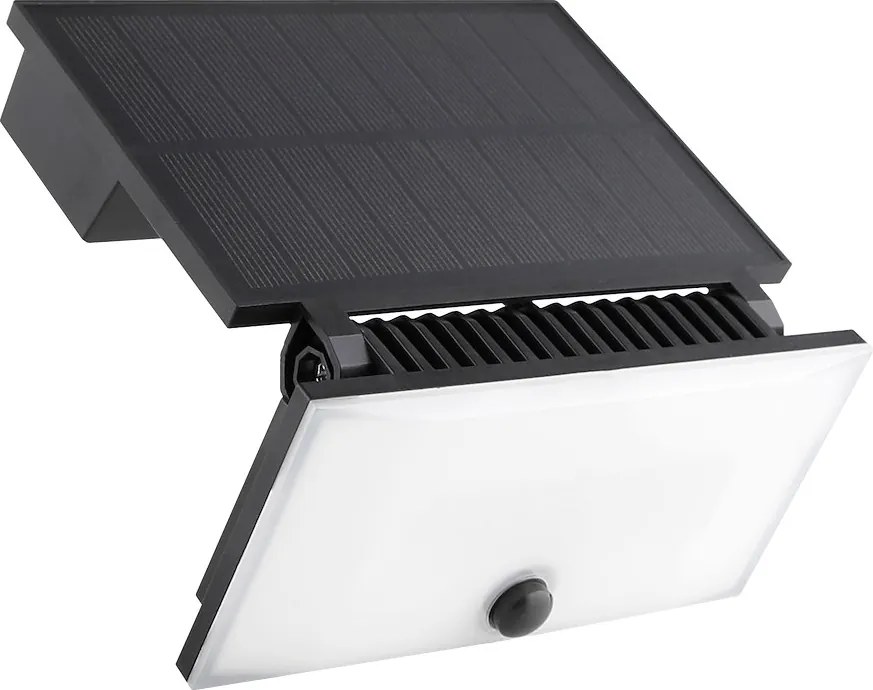 Exteriérové solárne nástenné LED svietidlo Fuji, 1x LED 8w, čierna, pohybový senzor