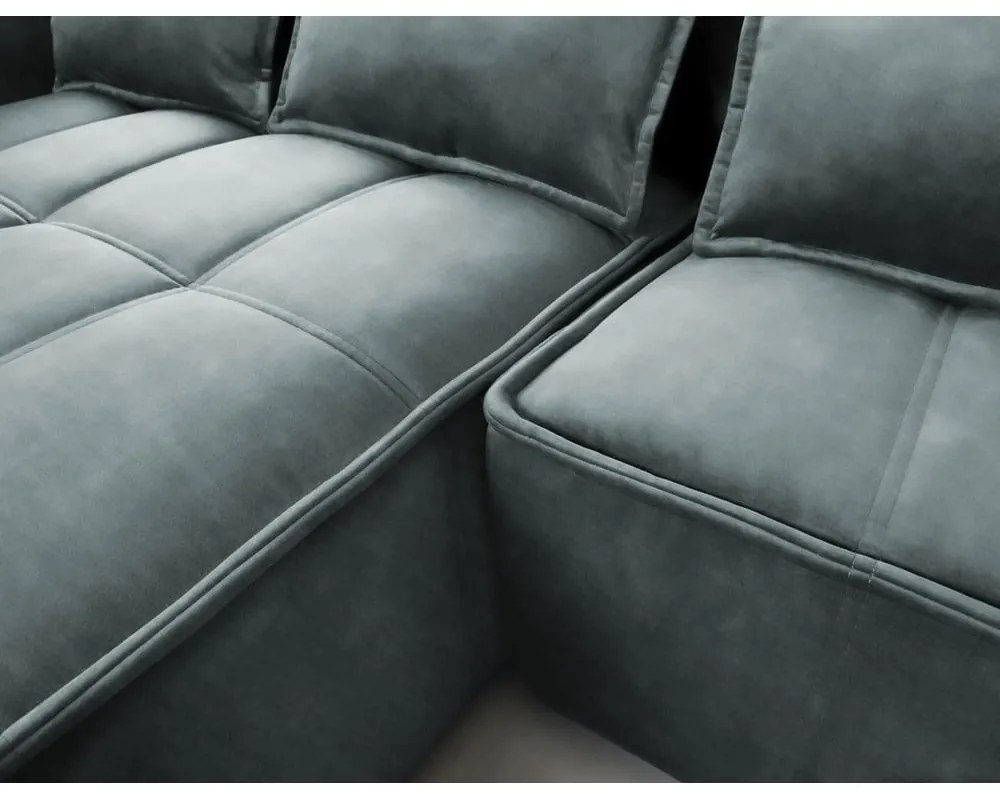 Zelená zamatová rozkladacia/s úložným priestorom rohová pohovka (ľavý roh/s leňoškou) Campo – ELTAP