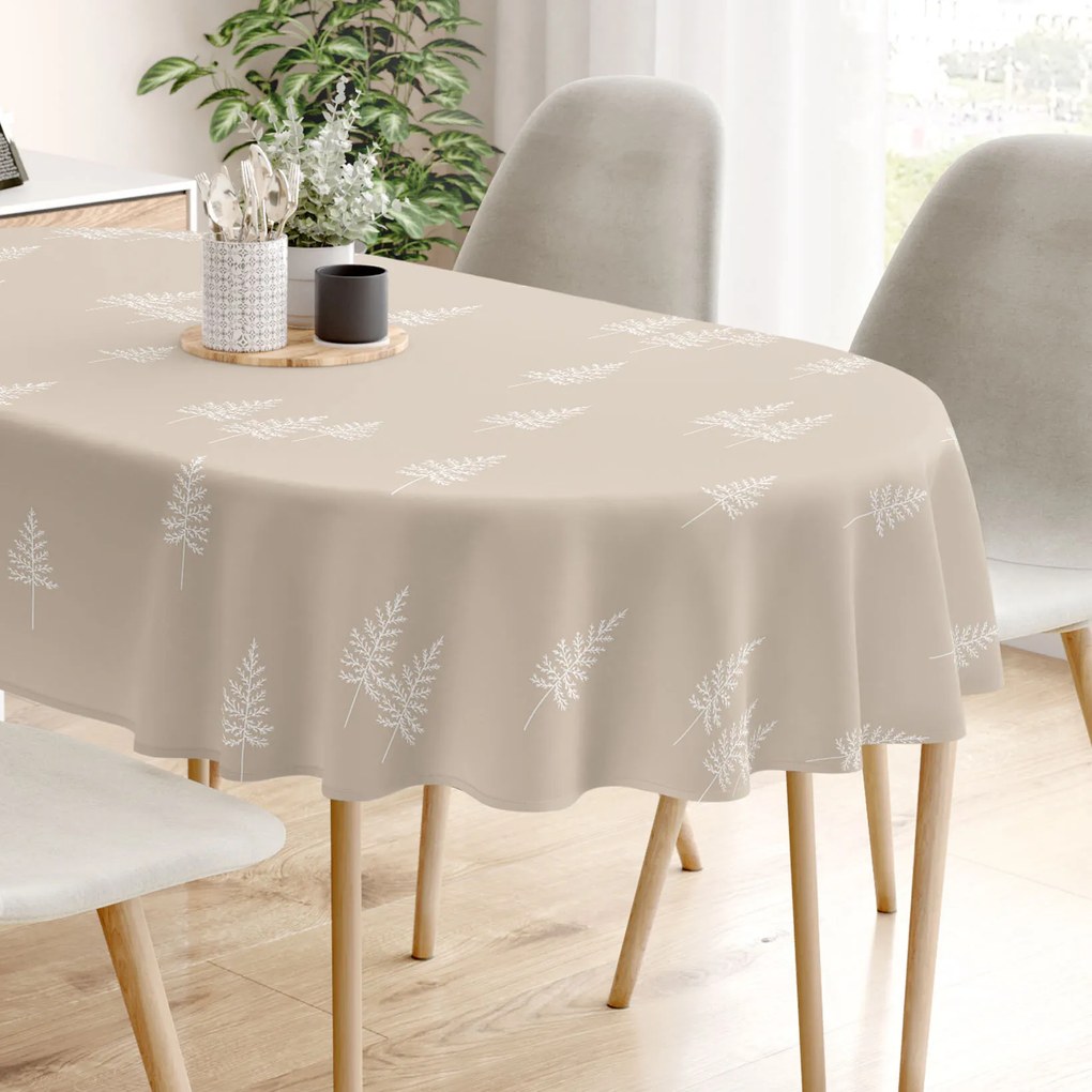 Goldea vianočný oválny obrus z pevnej bavlny - severské stromčeky 120 x 160 cm