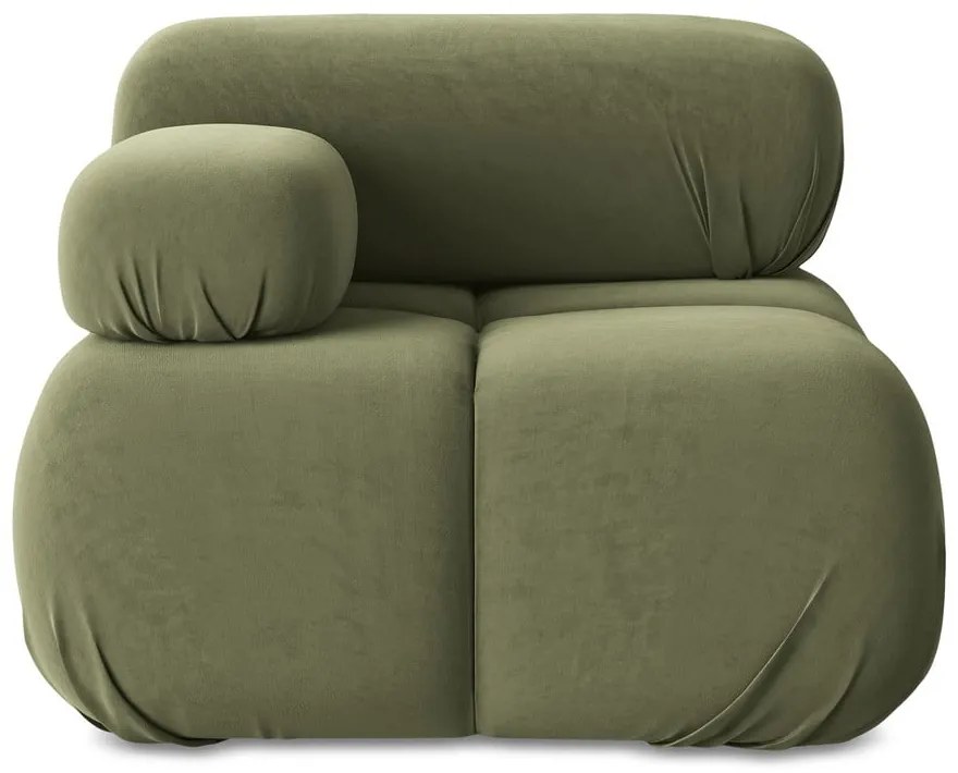 Svetlozelený zamatový modul pohovky (ľavý roh) Lokua – Makamii