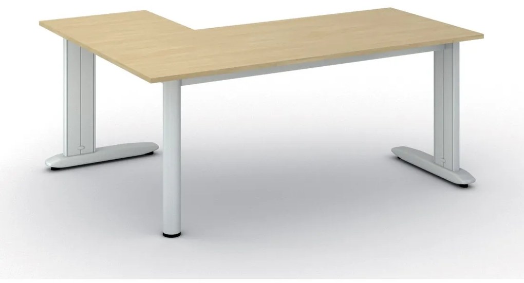 Rohový kancelársky písací stôl PRIMO FLEXIBLE, 180x140 cm, breza