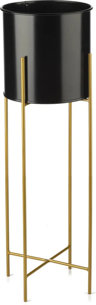 KOVOVÝ KVETINÁČ SO STOJANOM GLAMOUR 75X24 CM ČIERNA/ZLATÁ