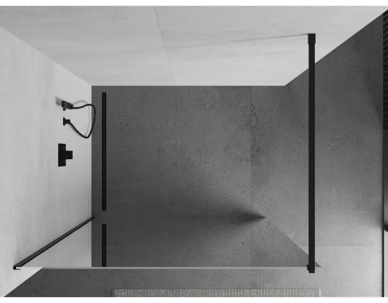 Mexen Kioto sprchová zástena 120x200 cm 8 mm, čierny profil, sklo efekt zrkadla, 800-120-101-70-50