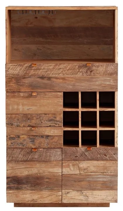 furniture-nabytek.cz - Masívna komoda Oldwood z recyklovaného tvrdého dreva, lakovaná, prírodná farba – 80×40×145 cm