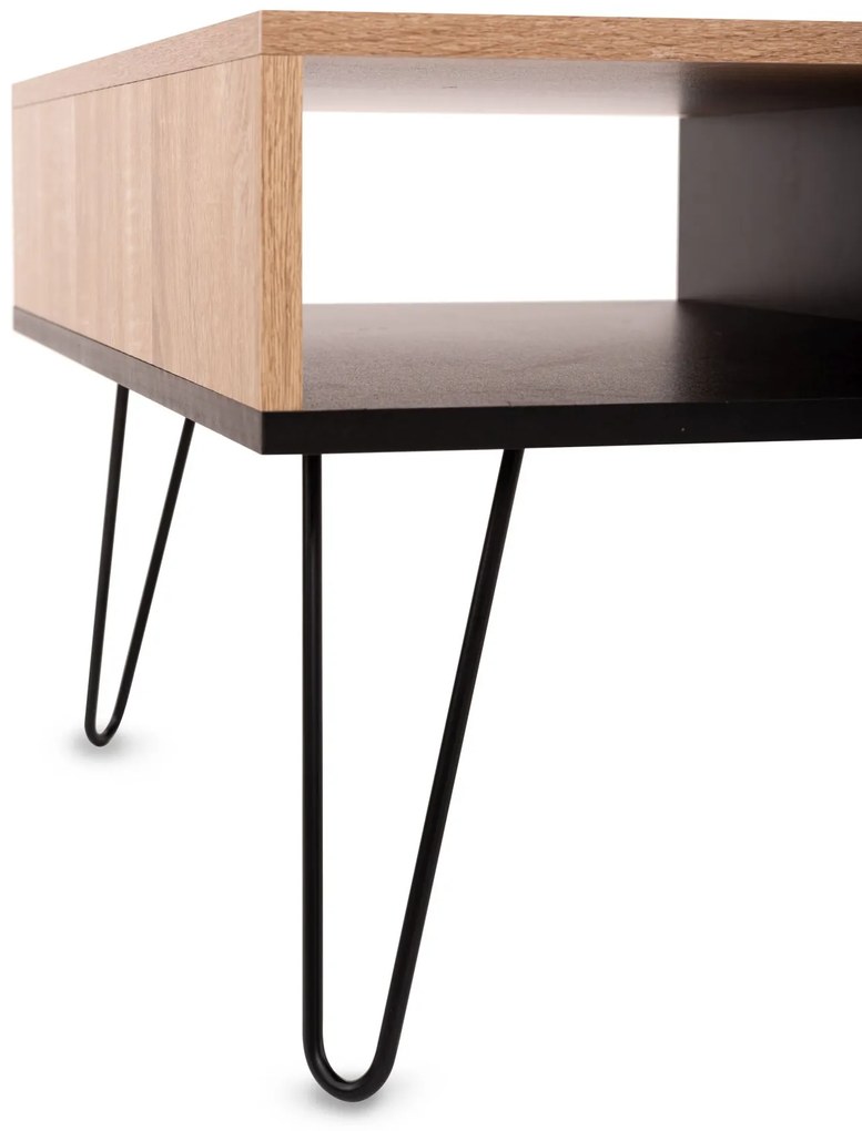 Tutumi, obdĺžnikový konferenčný stolík 90x60x40 cm R20FFTCFT001, čierna-dub sonoma, KRZ-07000