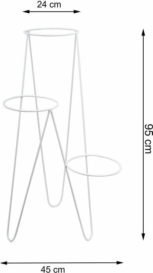 STOJAN NA KVETINÁČ TRIPOD 95X45X24 CM BIELA