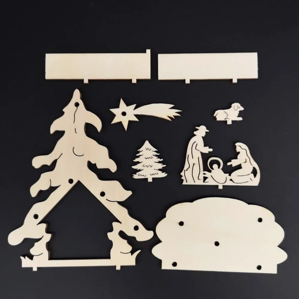 AMADEA Drevený 3D betlehem, 12 cm