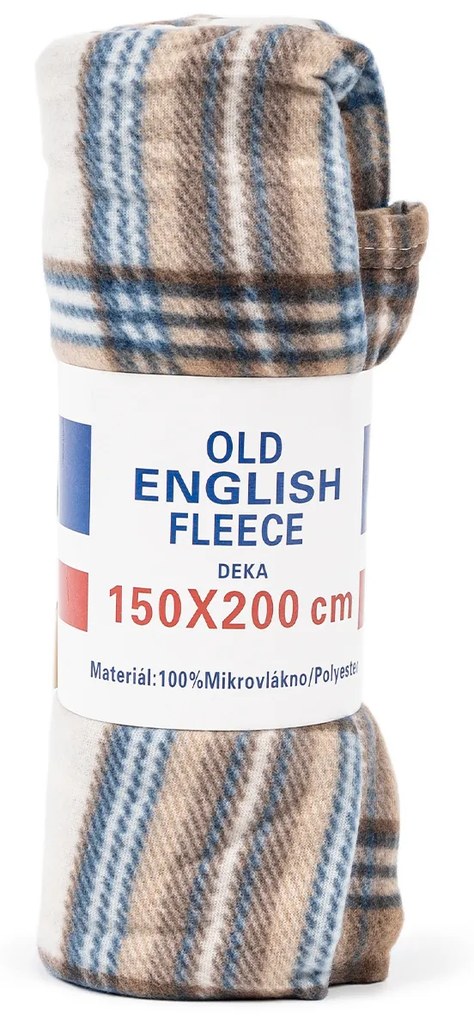 Jahu Deka fleece hnedomodrobiela, 150 x 200 cm