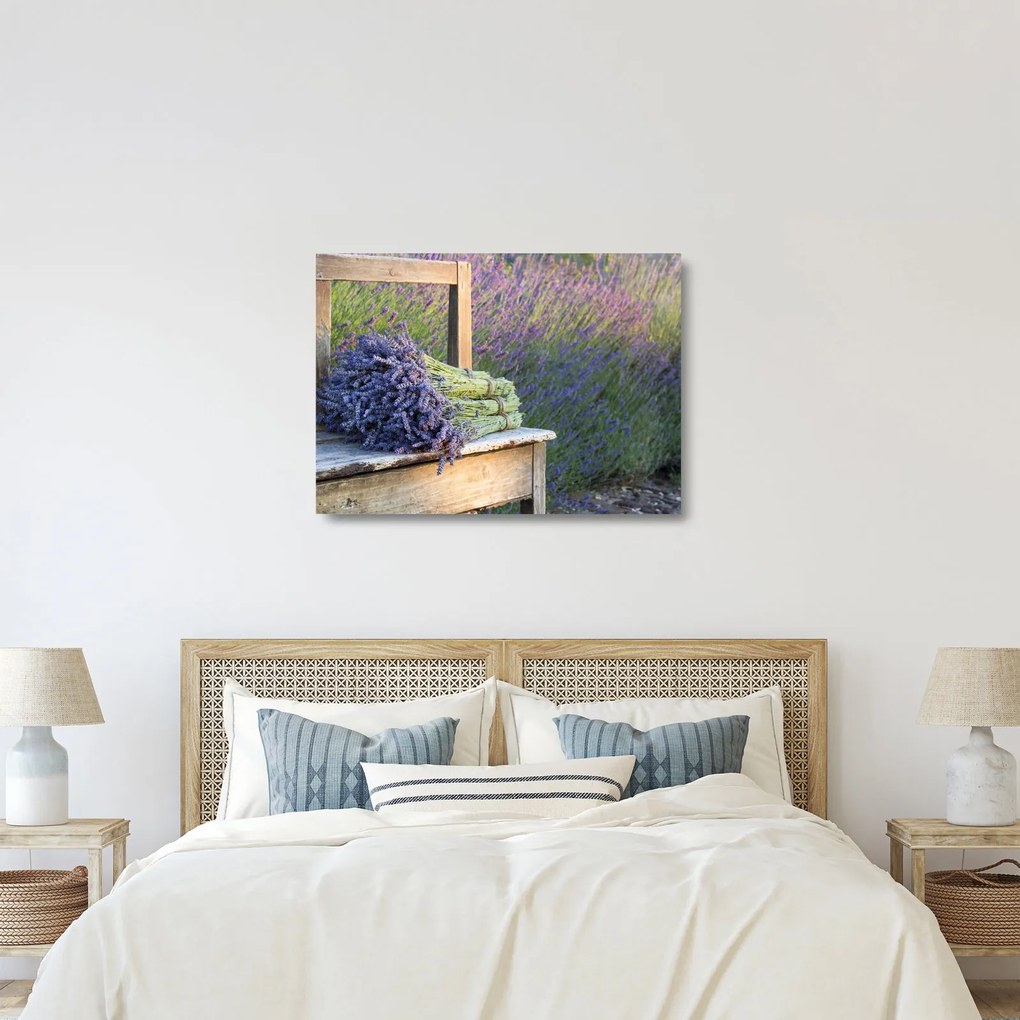 Sklenený obraz - Levanduľové zväzky (70x50 cm)