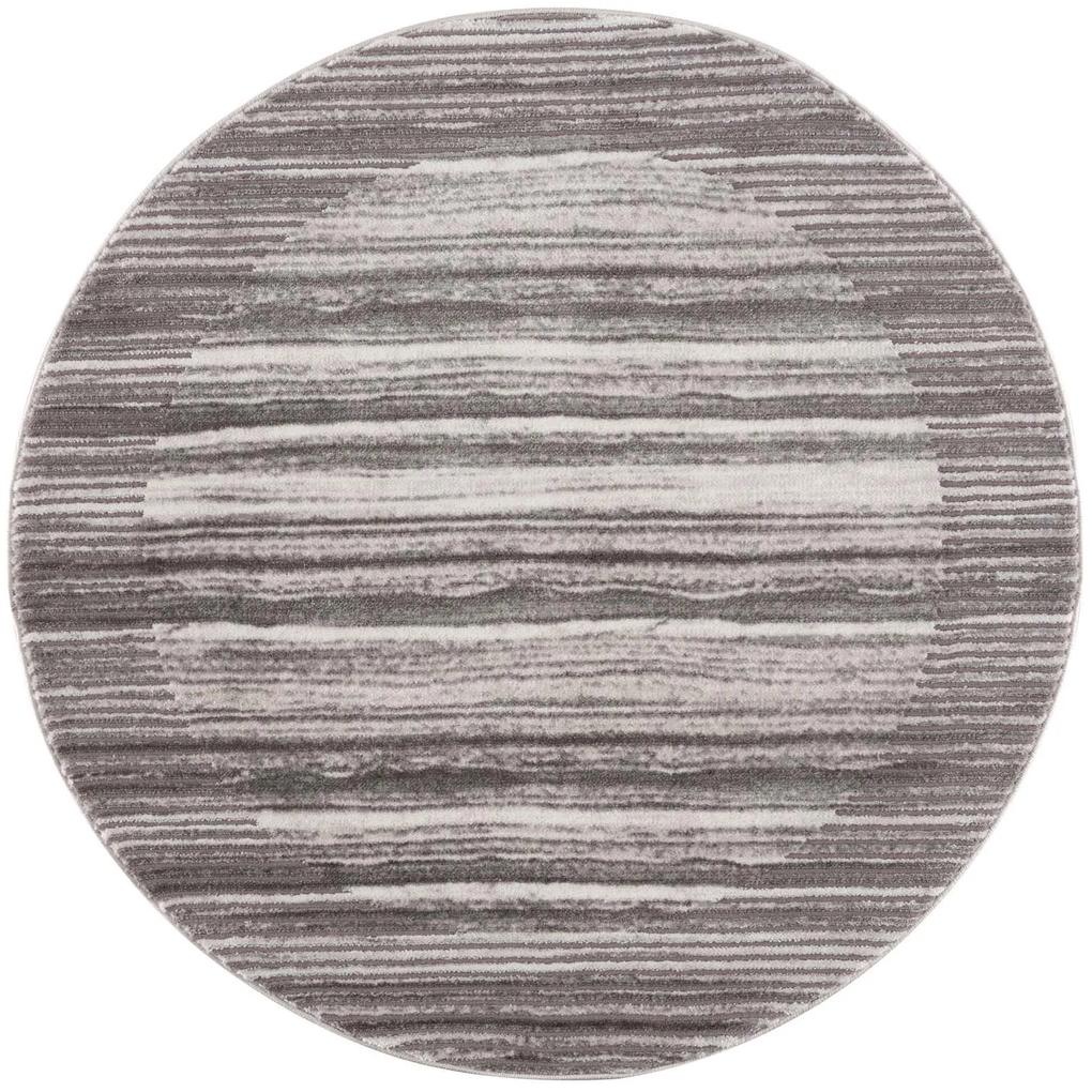 Dekorstudio Moderný okrúhly koberec NOA - vzor 9301 sivý Priemer koberca: 160cm