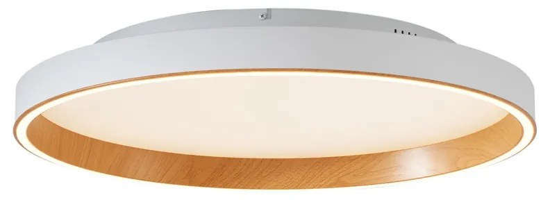 Dizajnové stropné svietidlo biele s drevom 60 cm vrátane LED 3-stupňového spínača - Ingo