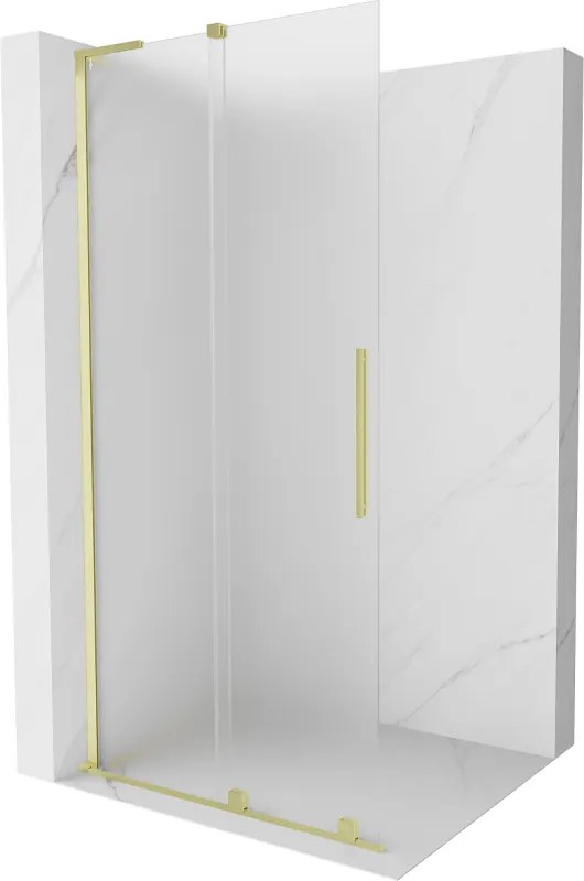 Mexen Velar L, posuvná sprchová zástena Walk-in 110 x 200 cm, 8mm sklo námraza, zlatá matná, 871-110-003-33-55