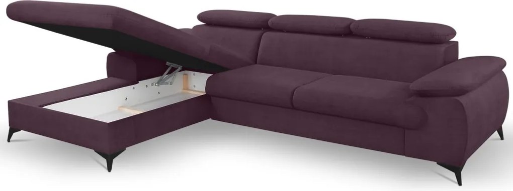 Rohová sedacia súprava Scala, hroznová ružovo-fialová látka, ľavý roh