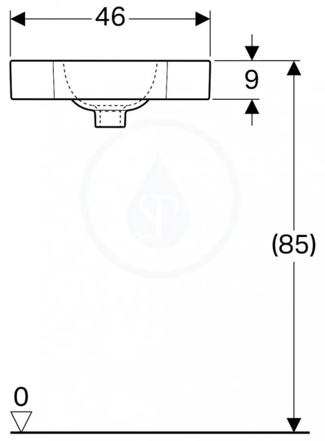 GEBERIT iCon závesné rohové umývadielko s otvorom, bez prepadu, 460 x 330 mm, biela, 124729000