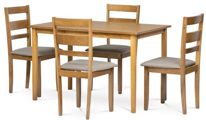 Autronic BONTEC Jedálenský set so 4 stoličkami, 120x75x75cm, masív, dub, AUT-6070 OAK Farba: Prírodné