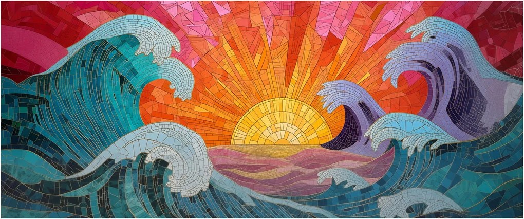 Obraz - Mozaika vĺn (120x50 cm)